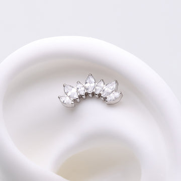 Detail View 1 of Implant Grade Titanium OneFit Threadless Marquise Floral Journey Brilliance Top Part-Clear Gem